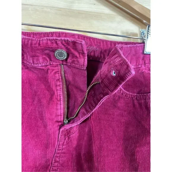American Eagle Outfitters Women's 100 % Cotton Magenta Pink Corduroy Distressed - Picture 6 of 12